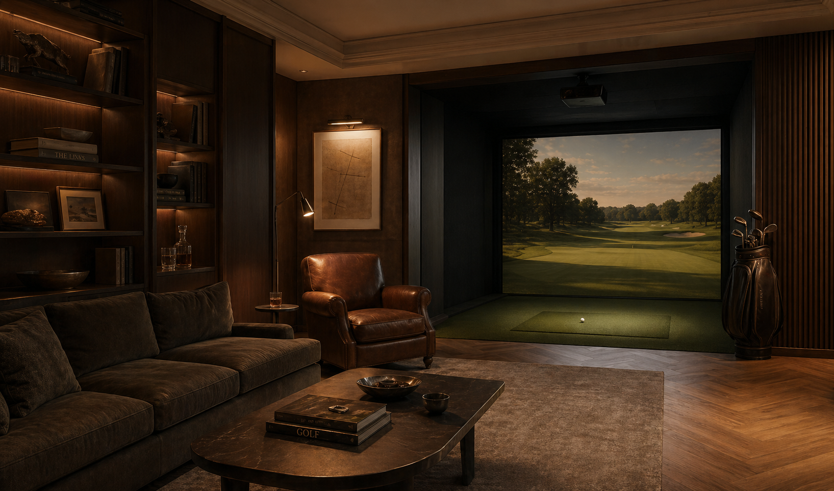 Espace de golf indoor résidentiel conçu sur mesure en France